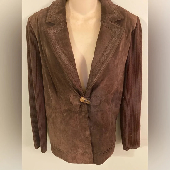 Peter Nygård Brown XL Suede Leather Sweater Jacket - Picture 6 of 16